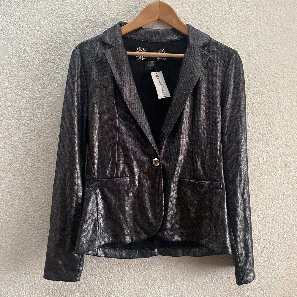 Vintage Y2K Daytrip Buckle Metallic Blazer Jacket One Button Medium NWT